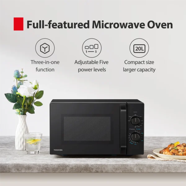 Microondas Toshiba MW2-MG20P con grill 1000W – Negro - Image 2