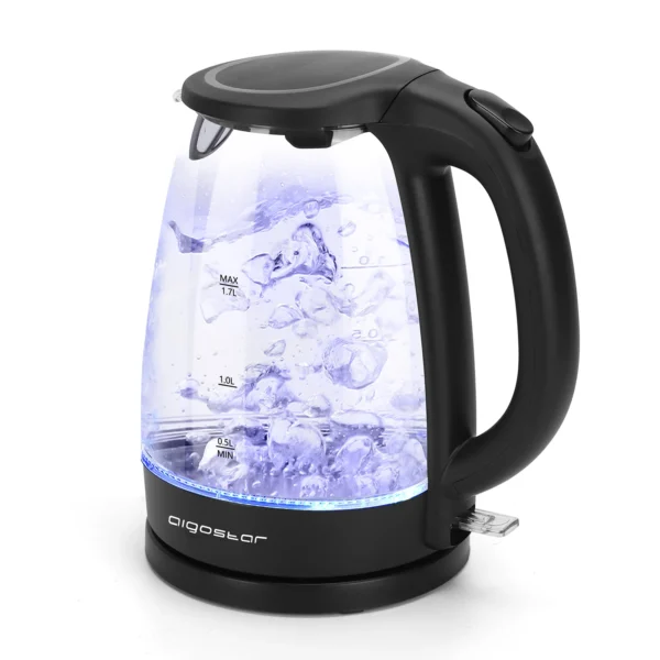 Hervidor eléctrico Aigostar 1,7L de cristal con iluminación LED azul