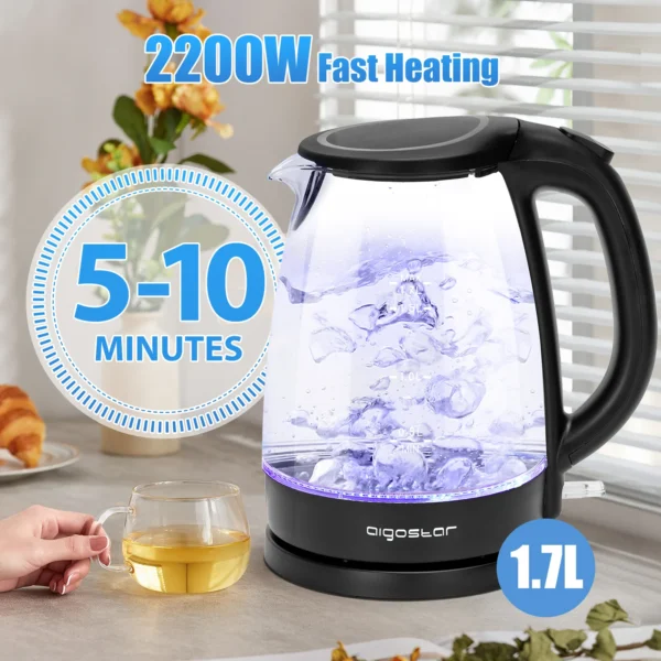 Hervidor Aigostar 1,7 L de cristal con luz LED - Image 2
