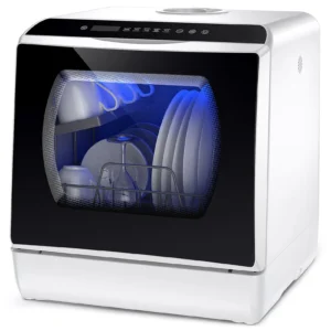 Lavavajillas portátil compacto con 6 programas, eficiente y potente