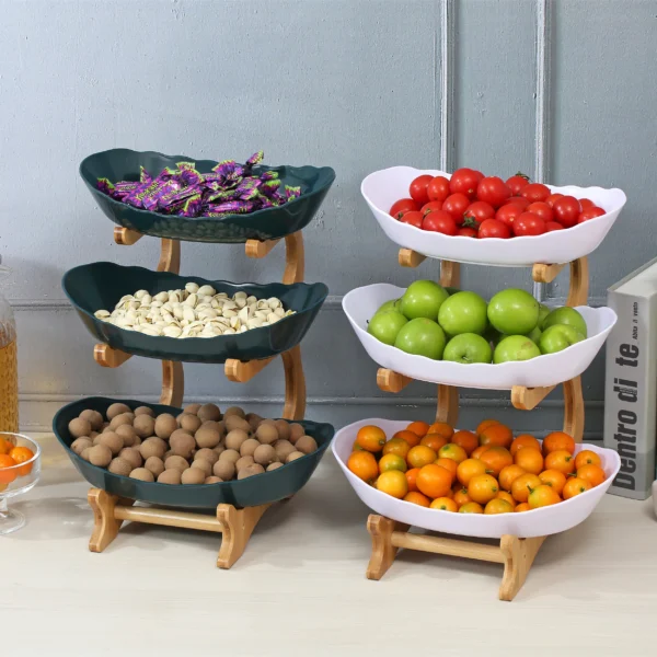 Bandeja de Frutas 2/3 Niveles Moderna – Plástico Resistente y Decorativa - Image 3