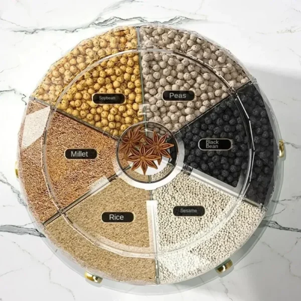 Dispensador giratorio de arroz y cereales 360° – Contenedor hermético para cocina - Image 4