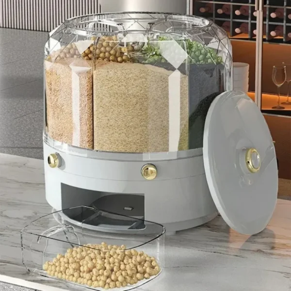 Dispensador giratorio de arroz y cereales 360° – Contenedor hermético para cocina - Image 5