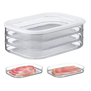 Contenedor apilable con tapa para carne, embutidos y alimentos en nevera