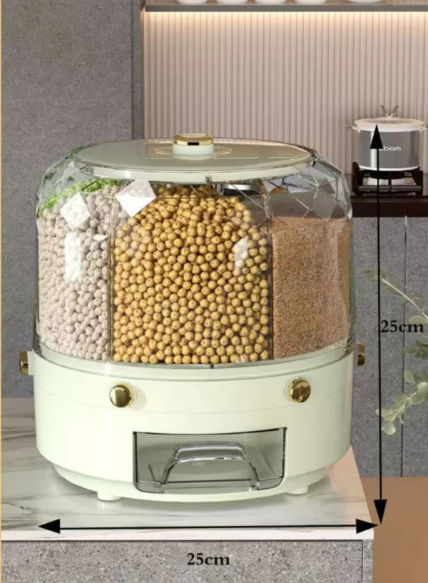 Dispensador giratorio de arroz y cereales 360° – Contenedor hermético para cocina - Image 8